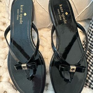 kate spade Glossy Black Bow Sandals